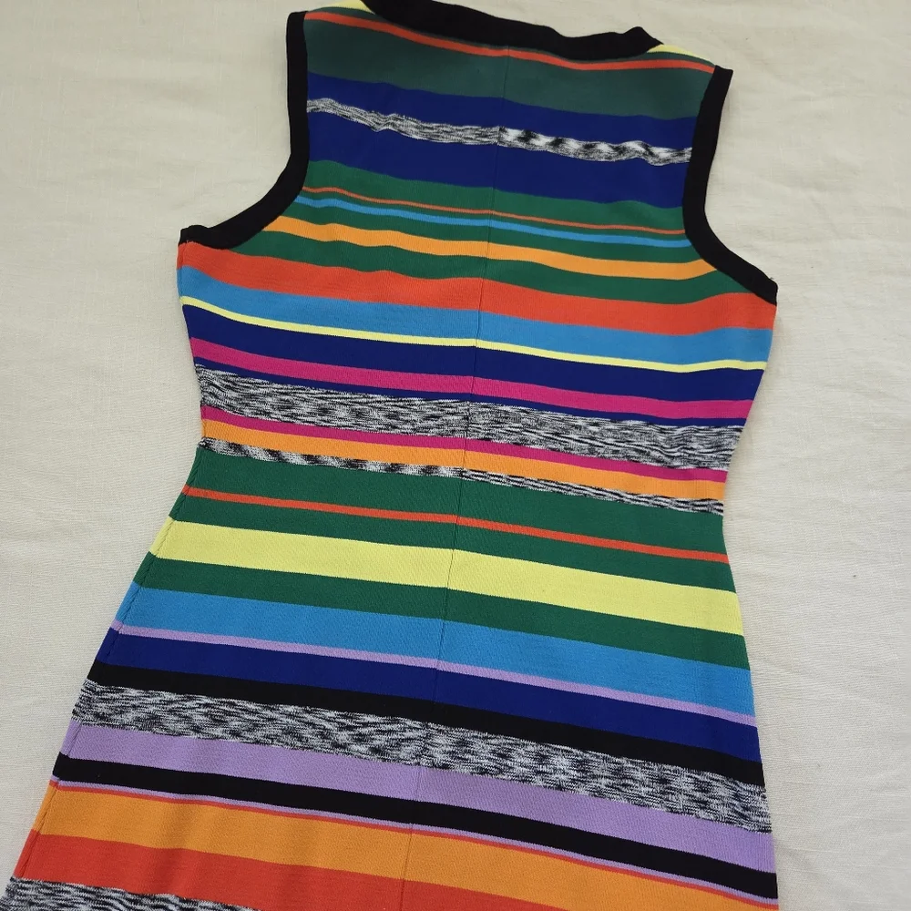 MILLY Rainbow Colorful Striped Women's Dress 10/12 Fitted Bodycon Pencil - Picture 13 of 13